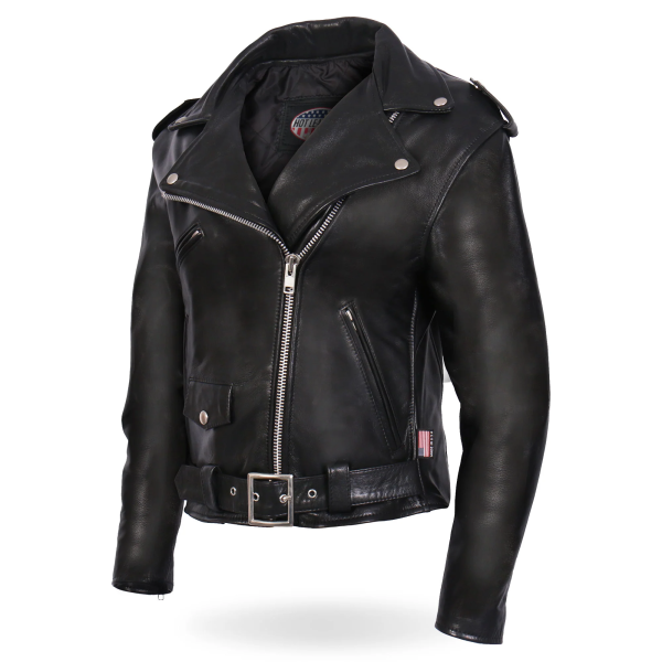 Hot Leathers JKL5004 Ladies Black Premium USA Made Classic Motorcycle Style Leather Biker Jacket