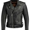 Milwaukee Leather LKM1711 Black Leather Motorcycle Jacket for Men, Thick Police Style Biker Jacket w/ Side Lace