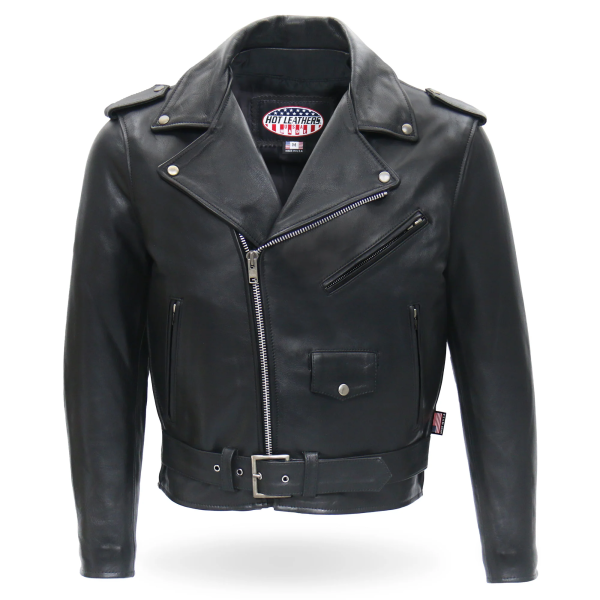 Hot Leathers JKM5009 Men's USA Made Black Premium Leather Classic Motorcycle Biker Jacket