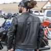 Hot Leathers JKM1028 Men's Black Leather Motorcycle style Biker Jacket with Zip Out Lining