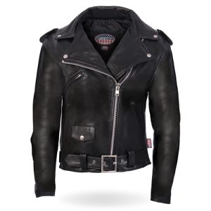 Hot Leathers Premium USA Made Classic Motorcycle Style Black Leather Ladies Jacket-JKL5004-A02