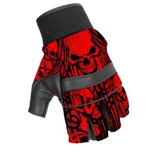 Hot Leathers Glove Sublimated Leather Over Top Skulls