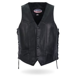 Hot Leathers Men's USA Made Side Lace Premium Leather Vest