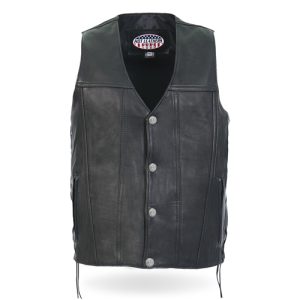 Hot Leathers USA Made Buffalo Nickel Snap Leather Vest