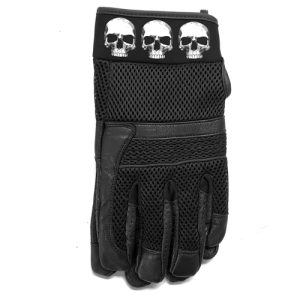 Hot Leathers Skull Row Leather Mesh Glove