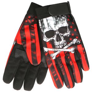 Hot Leathers Flag Skull Mechanics Glove