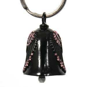 Hot Leathers Angel Wings Pink Stones Bell