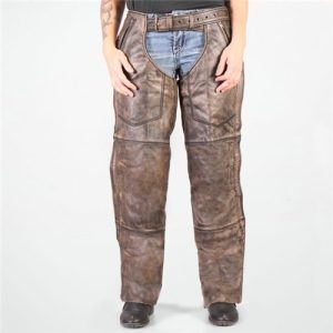 Hot Leathers Heritage Collection Distressed Brown Leather Chaps