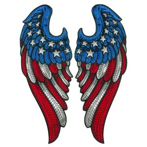 ANGEL WINGS FLAG 10 7.9 x 9.6 Embroidered Patch