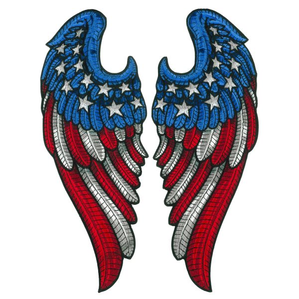 ANGEL WINGS FLAG 10 7.9 x 9.6 Embroidered Patch
