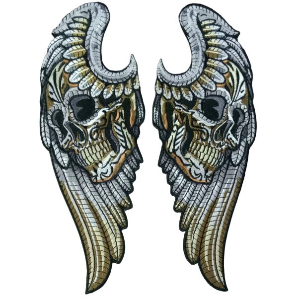 ANGEL WINGS SKULL 14 11 x 13.5 Embroidered Patch