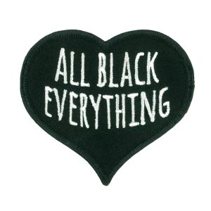All Black Everything Heart Embroidered Patch
