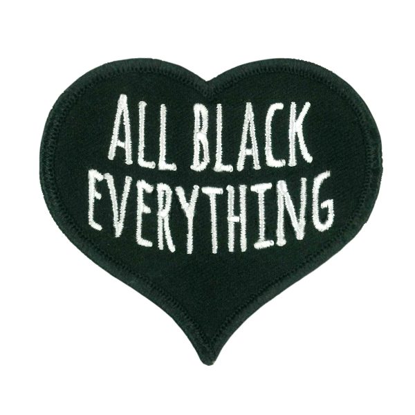 All Black Everything Heart Embroidered Patch