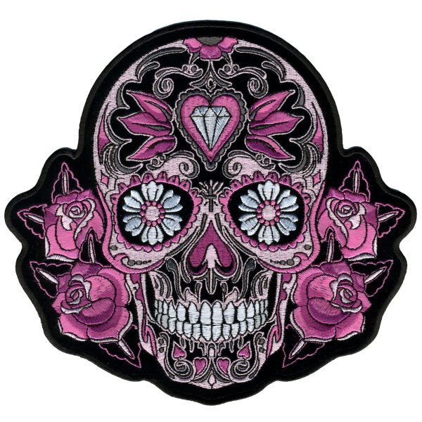Pink Sugar Skull and Roses 8 x 8 Patch