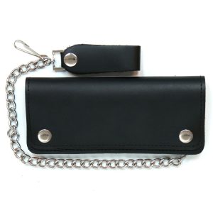 5 Pocket Bi-Fold Leather Wallet with Chain