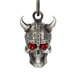 BEM1021 Viking Skull Red Stones Bell