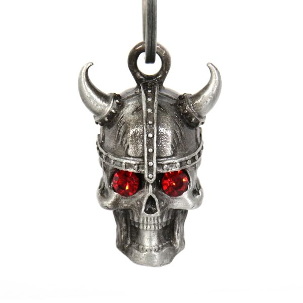 BEM1021 Viking Skull Red Stones Bell