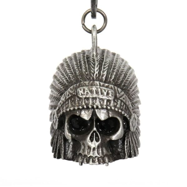 MLB9025 'Native Skull with Black Eyes' Motorcycle Good Luck Bell