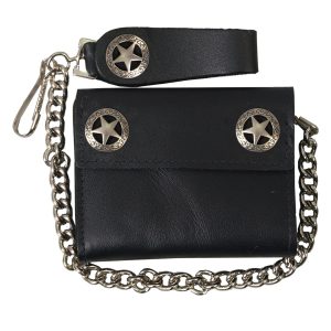 Western Star Black Leather Wallet with Chain