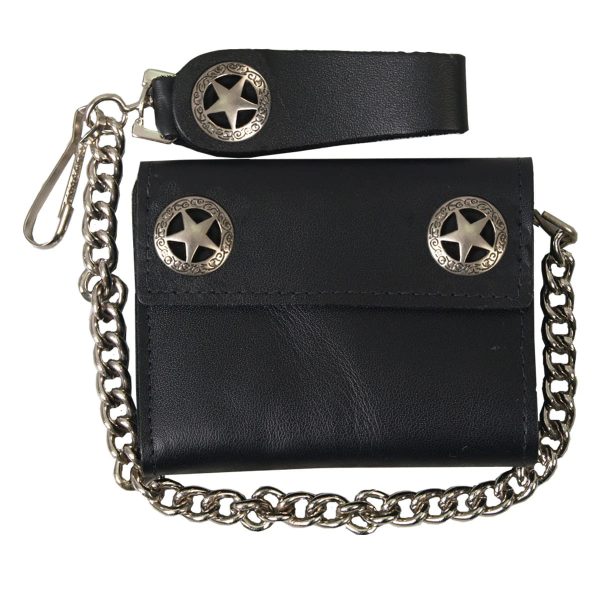 Western Star Black Leather Wallet with Chain