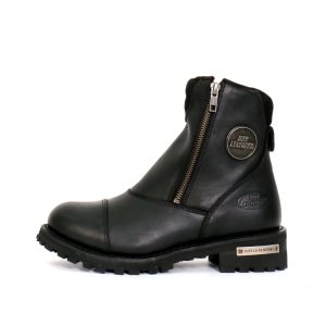 Ladies Black 6-inch Double Zip Cap Toe Leather Boots BTL1002