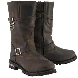 Leather Men's Classic Distressed Brown Leather Motorcycle Engineer Boots MBM9063