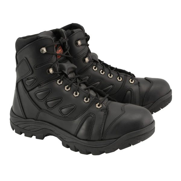 Men's Black Leather 6-Inch Swat Style-Tactical Motorcycle Rider Biker Boots MBM9115