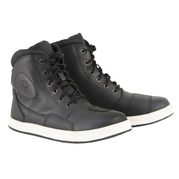Men's Black Leather Reinforced Street Biker Riding Shoes w Shift Protect Ankle Support MBM9002