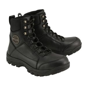 Men’s Black Leather Swat Style-Tactical Lace-Up Motorcycle Riding Boots MBM9081