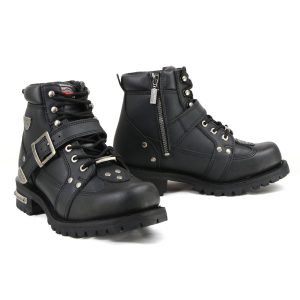 Men's Black Road Captain Motorcycle Leather Boots MB433