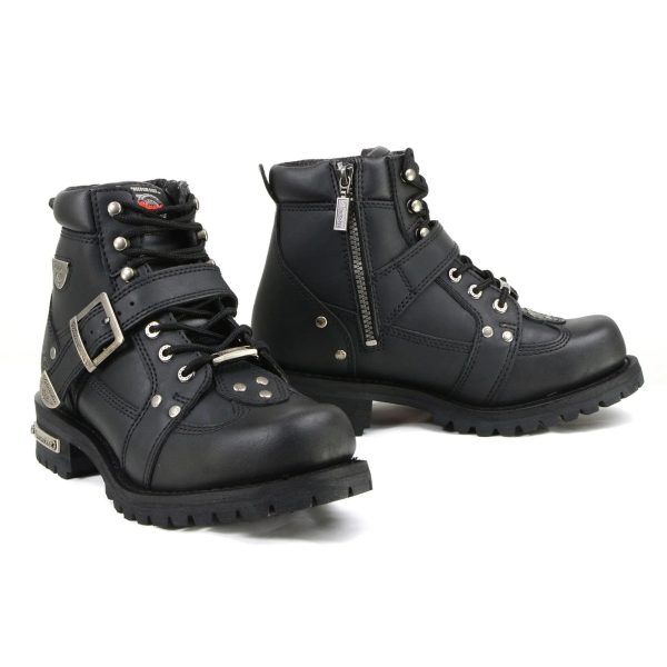 Men's Black Road Captain Motorcycle Leather Boots MB433