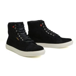 Men's Black Suede Leather Reinforced Street Riding Waterproof Shoes w Ankle Support MBM9155