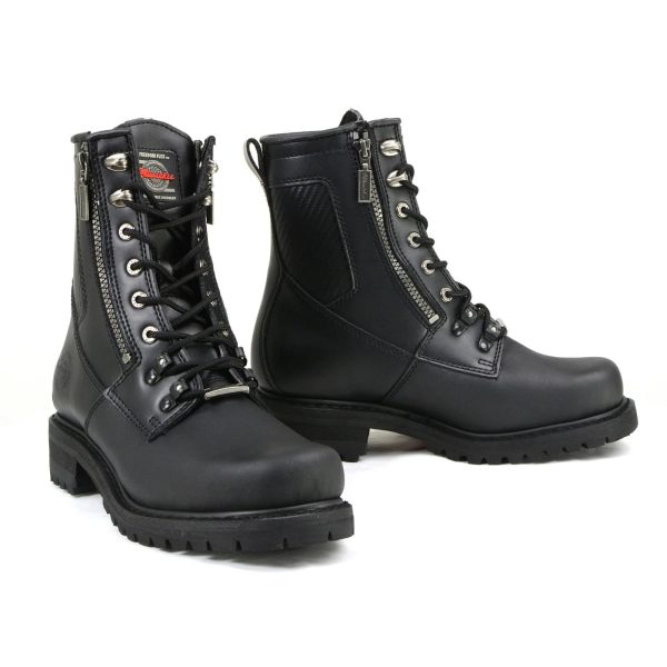Men's Black Trooper Motorcycle Leather Boots MB416