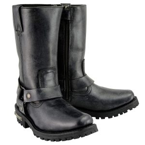 Women's 11-Inch Distressed Grey Classic Harness Square Toe Leather Boots MBL9362