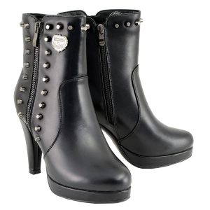 Women's Black Spiked Fashion Boots w Side Zippers MBL9440
