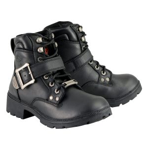 Women's Lace-Up Black Engineer Motorcycle Boots MBL9310