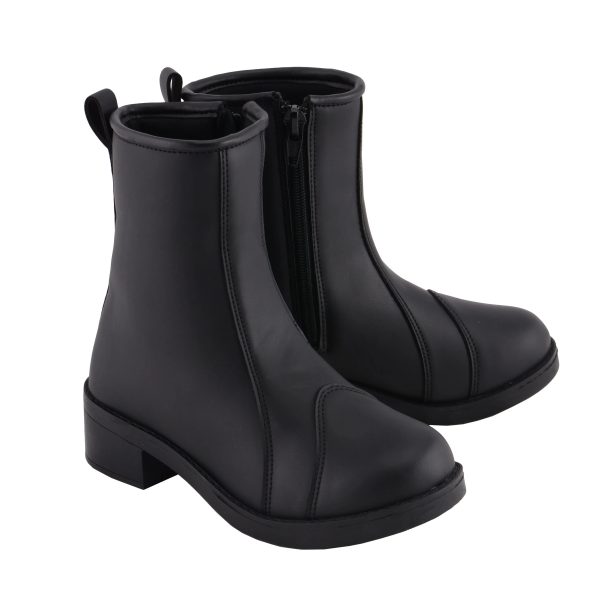 Women's Premium Black Leather 'Clean Riding' Motorcycle Fashion Rider Boots with Toe Cap MBL9485
