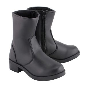 Women's Premium Black 'Super Clean' Motorcycle Fashion Riding Boots with Side Zippers MBL9480