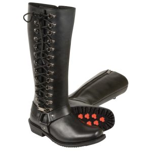 Women’s Wide Width Black Classic Harness 14-inch Square Toe Leather Boots MBL9365W